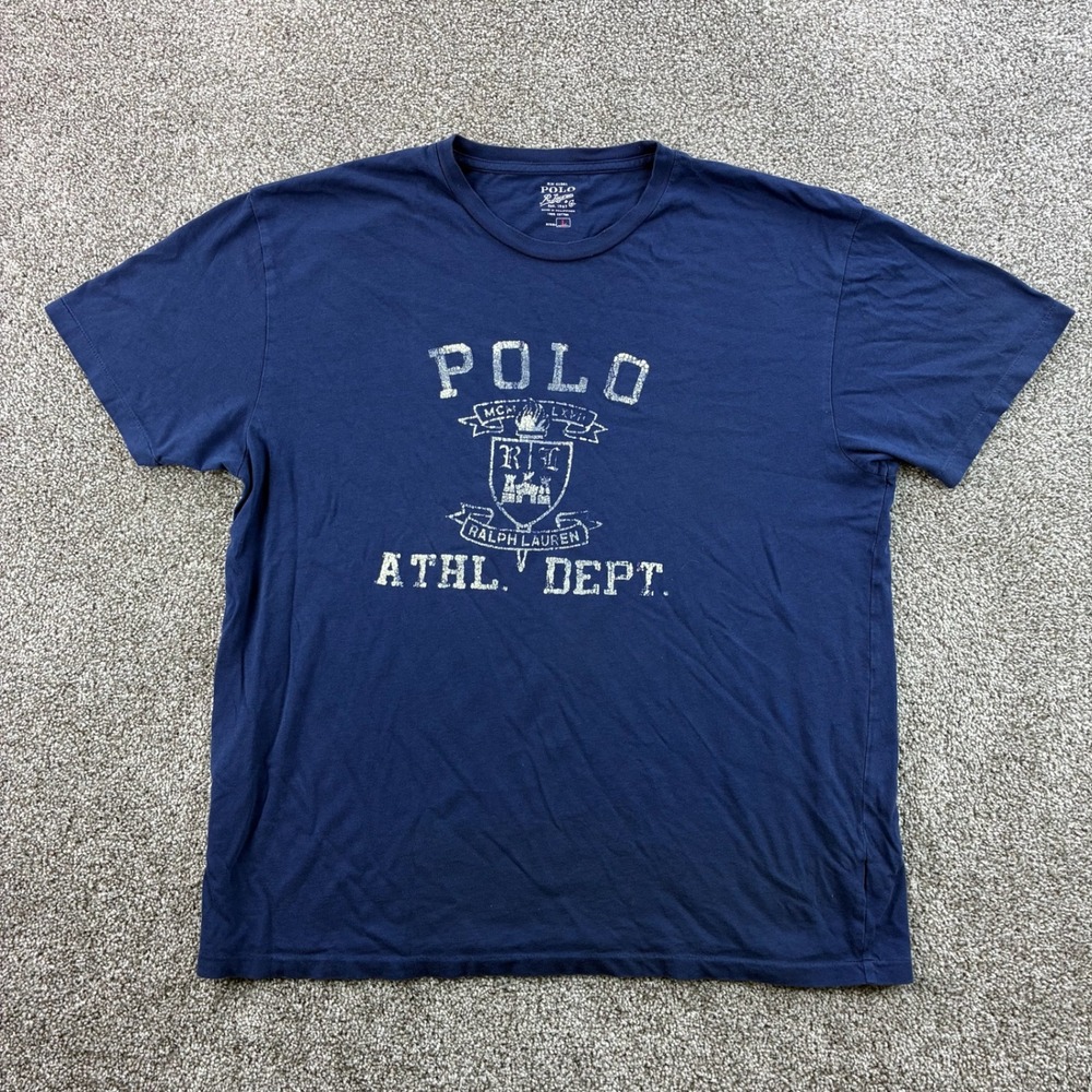 Polo Ralph Lauren Shirt Mens Large Blue Cotton Athletic Dept.
